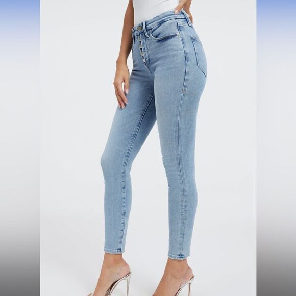 NEW GOOD AMERICAN Good Legs Button Fly Skinny Jeans Indigo317 2 - Picture 2 of 9